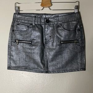 Armani Exchange Silver Denim Mini Skirt
